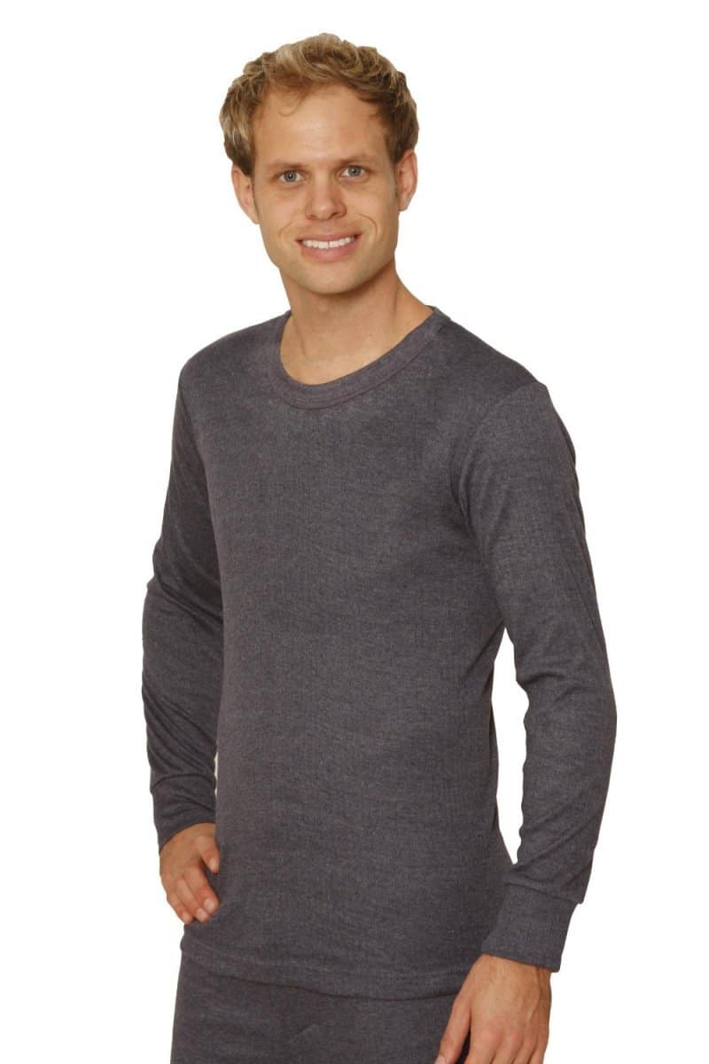 Mens Thermal Underwear Long-Sleeved Vest charcoal Mens Thermal Underwear Long-Sleeved Vest charcoal