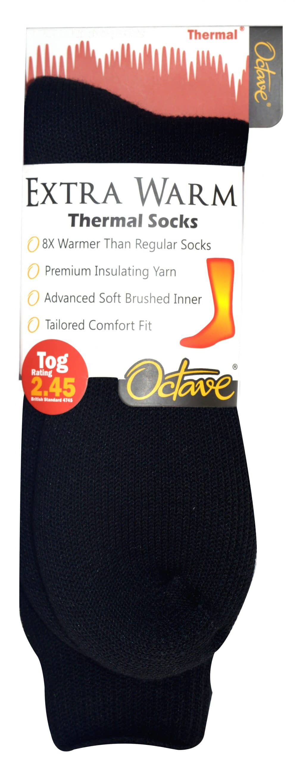 Octave® Mens Extra Warm Thermal Socks 2.45 Tog - Black