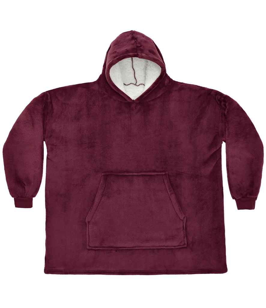 BH100 BUR FRONT AWDis brand Lab Oversized Hooded Blanket - burgundy