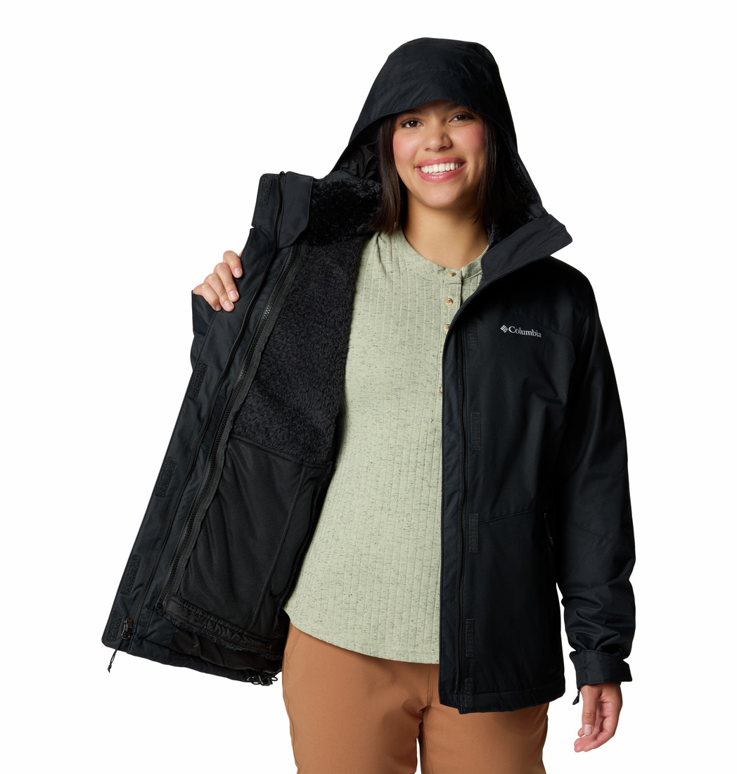 2087821-BLK-F-INSD Columbia Womens Bugaboo II Fleece Interchange Jacket